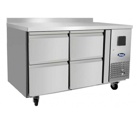 Table positive GN1/1 avec 4 tiroirs et dosseret