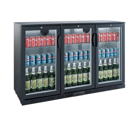 Arrière bar noir ventilé 3 portes battantes