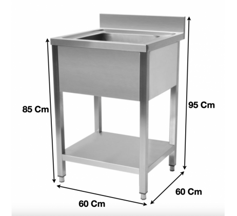 Plonge evier 1 bac avec sous tablette P600 mm