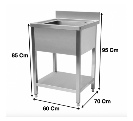 Plonge evier 1 bac avec sous tablette P700 mm