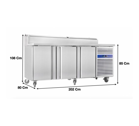 Table de préparation réfrigérée avec 3 portes...