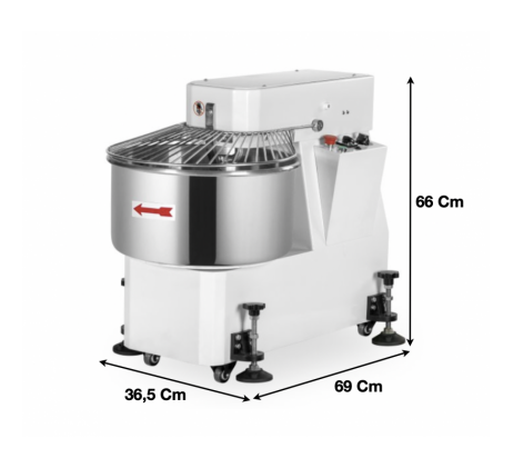 Pétrin à spirale avec tête fixe 1 vitesse 20 L