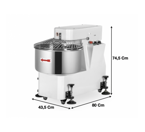 Pétrin à spirale avec tête fixe 1 vitesse 30 L