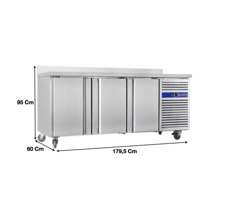 Table réfrigérée sur roulettes 3 portes avec...