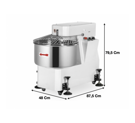 Pétrin à spirale avec tête fixe 1 vitesse 40 L