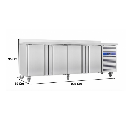 Table réfrigérée sur roulettes 4 portes avec...
