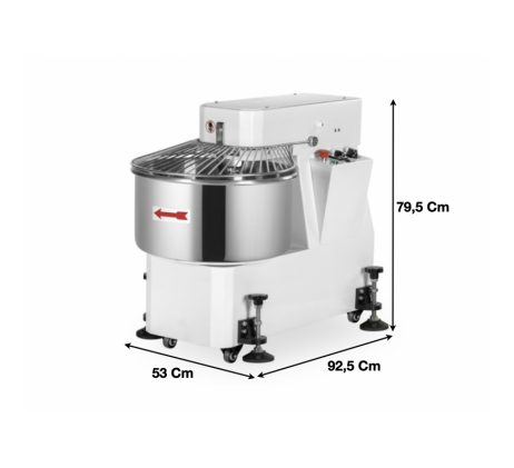 Pétrin à spirale avec tête fixe 1 vitesse 50 L