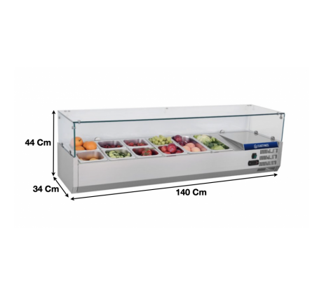 Présentoir à ingrédients réfrigéré vitré L 1400...