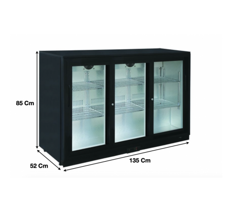 Arrière bar noir ventilé 3 portes coulissantes