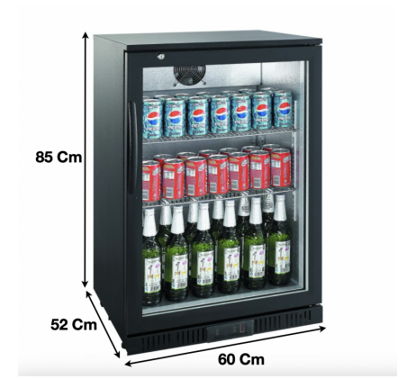 Arrière bar 1 porte vitrée ventilé noir