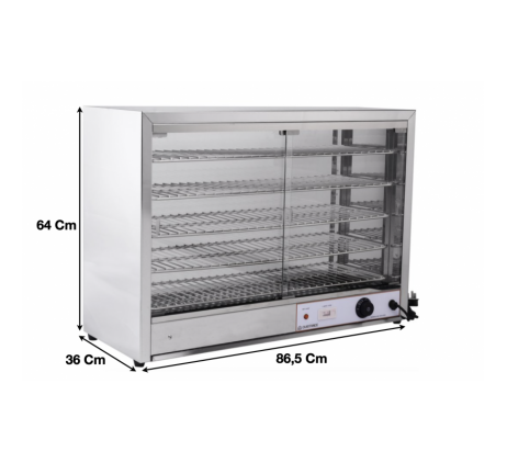 Vitrine chauffante en inox L 865 mm