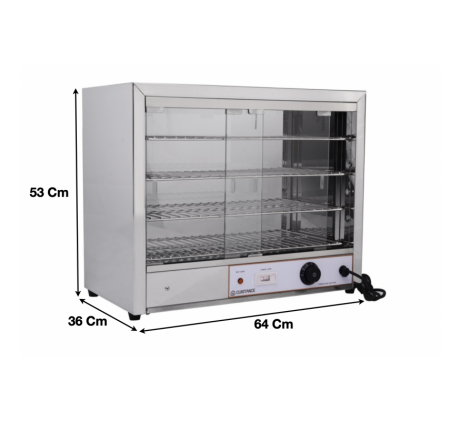 Vitrine chauffante en inox L 640 mm