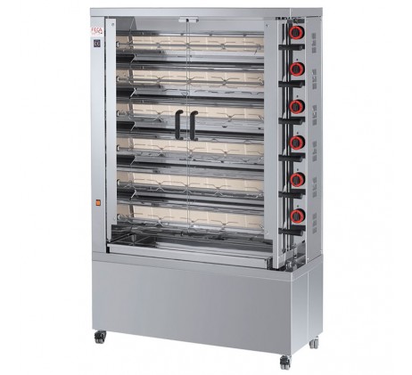 Rôtissoire verticale à gaz 6 broches 36 poulets
