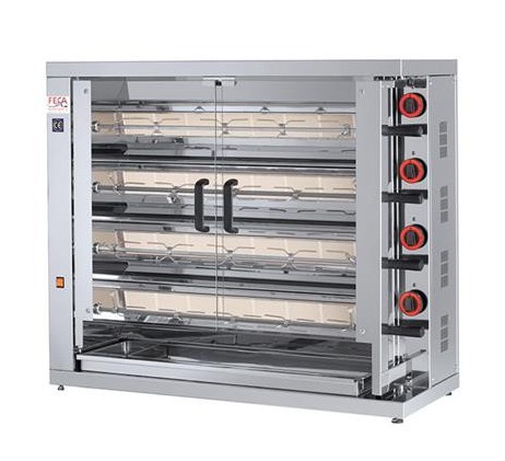 Rôtissoire verticale à gaz 4 broches 24 poulets