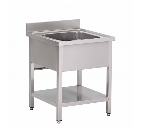 Plonge 1 cuve avec sous tablette P600 mm