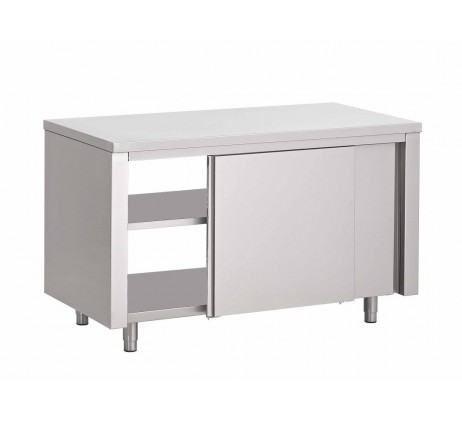 Table armoire en inox P70 - portes coulissantes