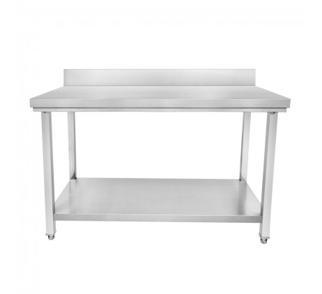 Table en inox adossée avec sous tablette - P600...